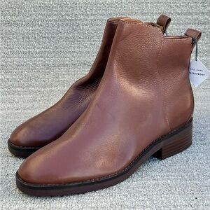 COLE HAAN Waterproof River Chelsea Bootie Brown Leather Women's Size 8 US NEW